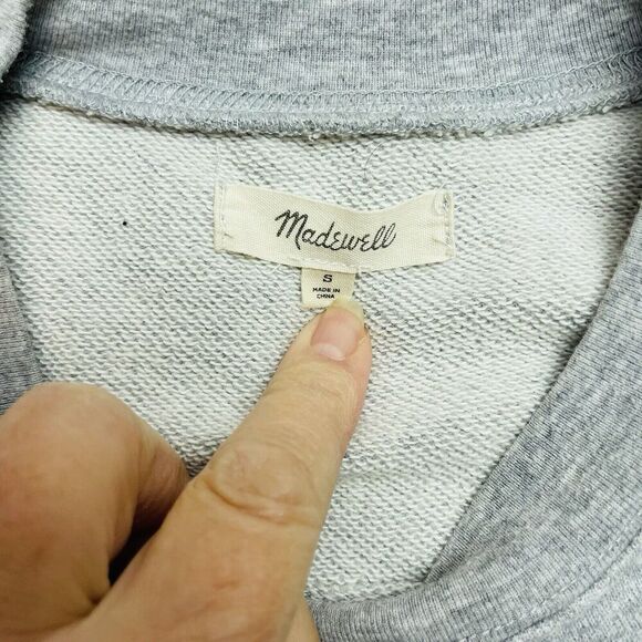 Madewell Sweatshirt Womens S Gray Fleece Crew Neck Open Mind Open Heart Sleeve - Picture 4 of 10